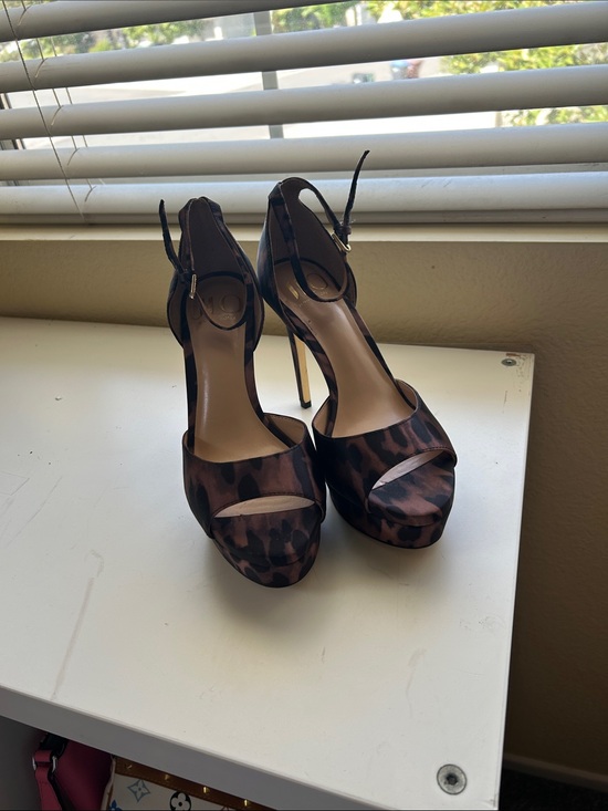 Jennifer Lopez Shoes - Jennifer Lopez Brown Leopard Print Platform Ankle-Strap Heels